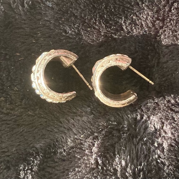 BRIGHTON retired/vintage Crystal Voyage post Huggie-type earrings - Picture 3 of 6